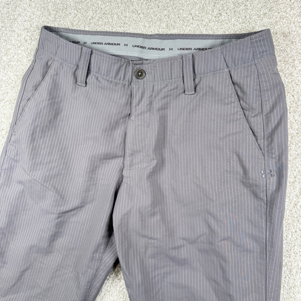 Under Armour Golf Pants Mens 34/30 Grey Pinstripe Performance Chino Trousers